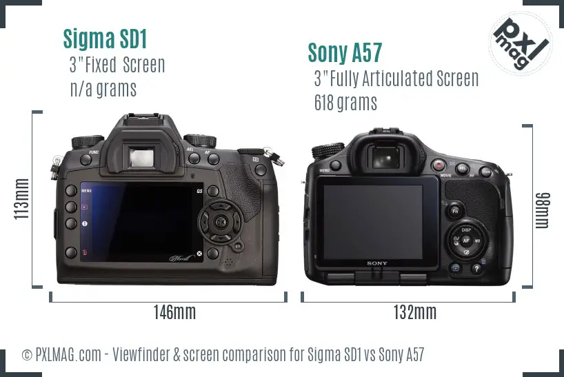 Sigma SD1 vs Sony A57 Screen and Viewfinder comparison