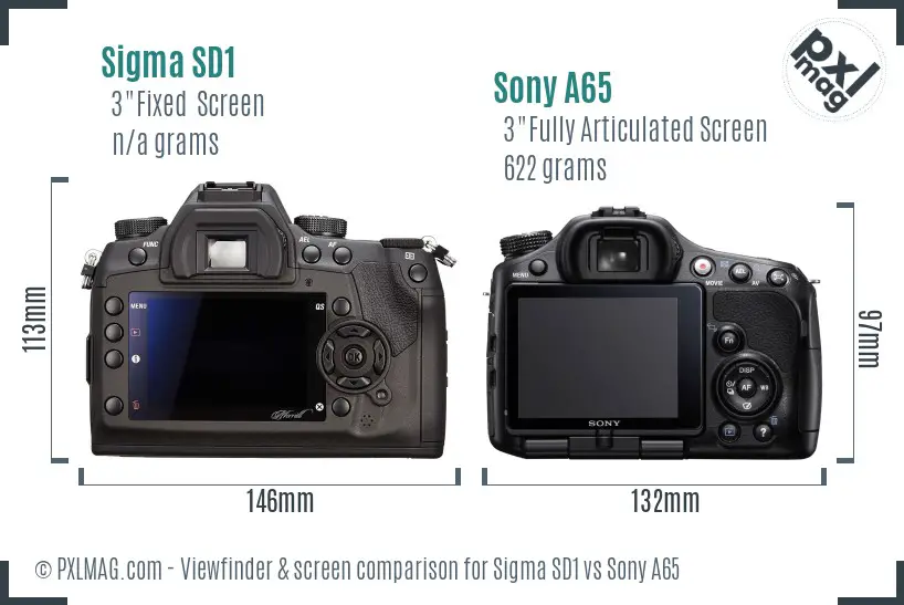 Sigma SD1 vs Sony A65 Screen and Viewfinder comparison