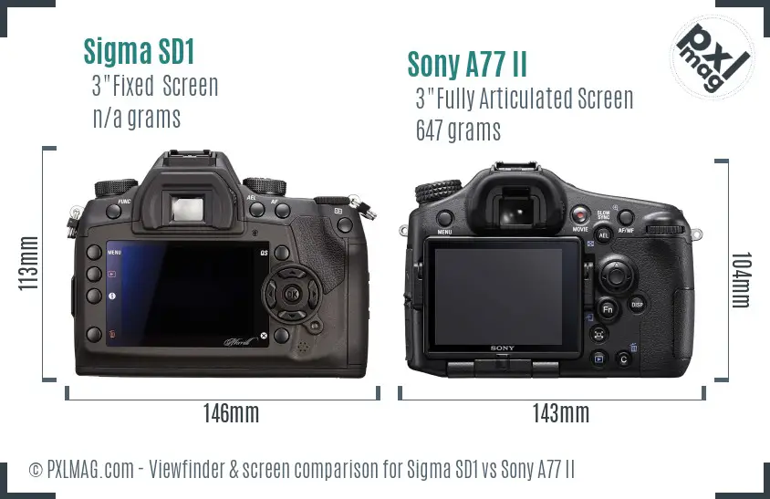 Sigma SD1 vs Sony A77 II Screen and Viewfinder comparison