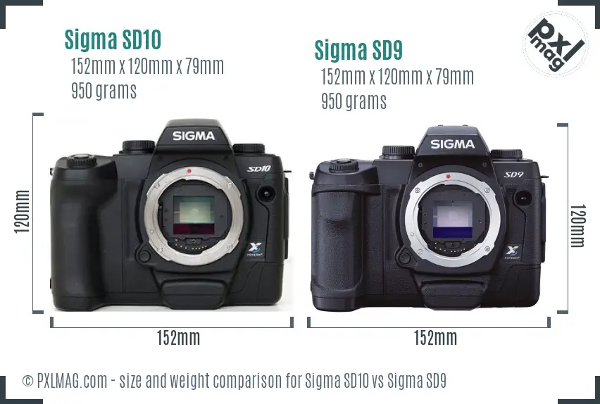 Sigma SD10 vs Sigma SD9 size comparison