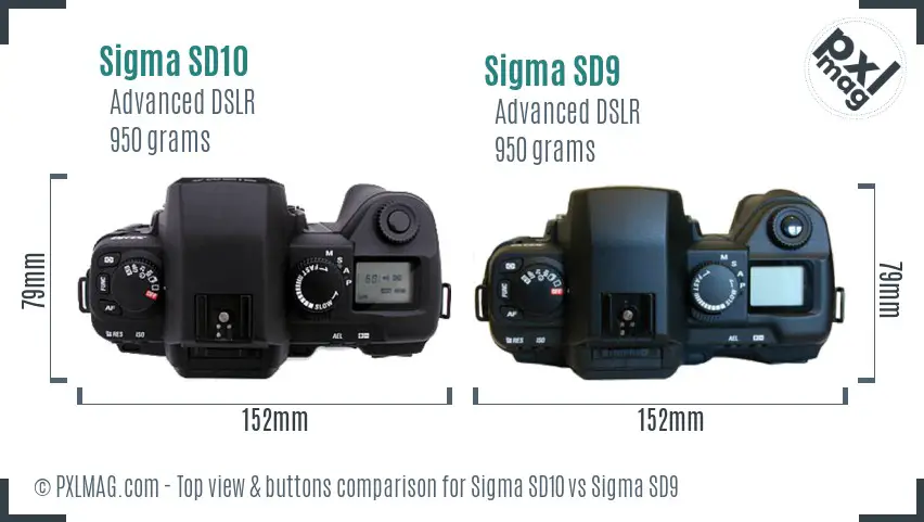 Sigma SD10 vs Sigma SD9 top view buttons comparison