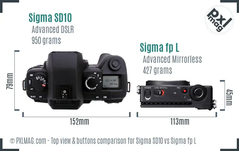 Sigma SD10 vs Sigma fp L top view buttons comparison
