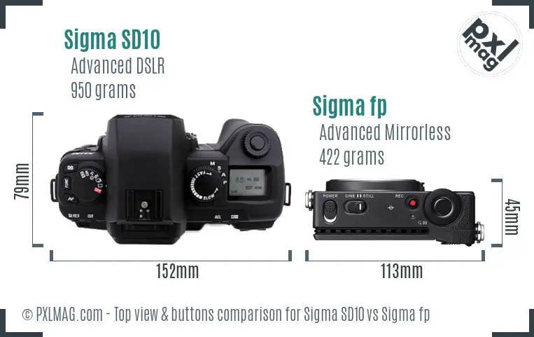 Sigma SD10 vs Sigma fp top view buttons comparison