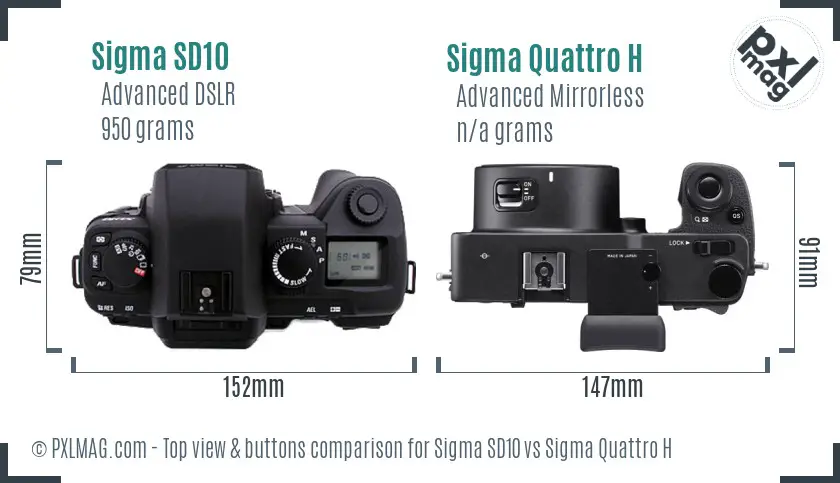 Sigma SD10 vs Sigma Quattro H top view buttons comparison