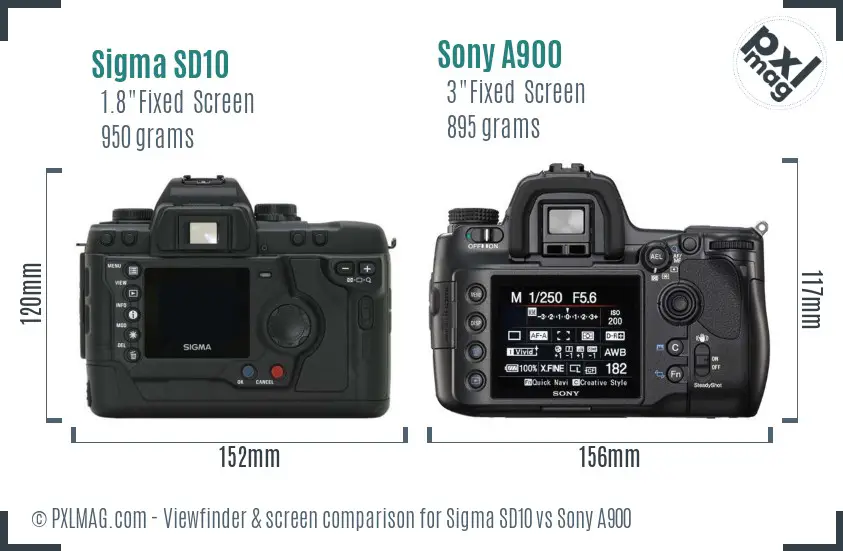 Sigma SD10 vs Sony A900 Screen and Viewfinder comparison Sigma SD10 vs Sony A900 Screen and Viewfinder comparison