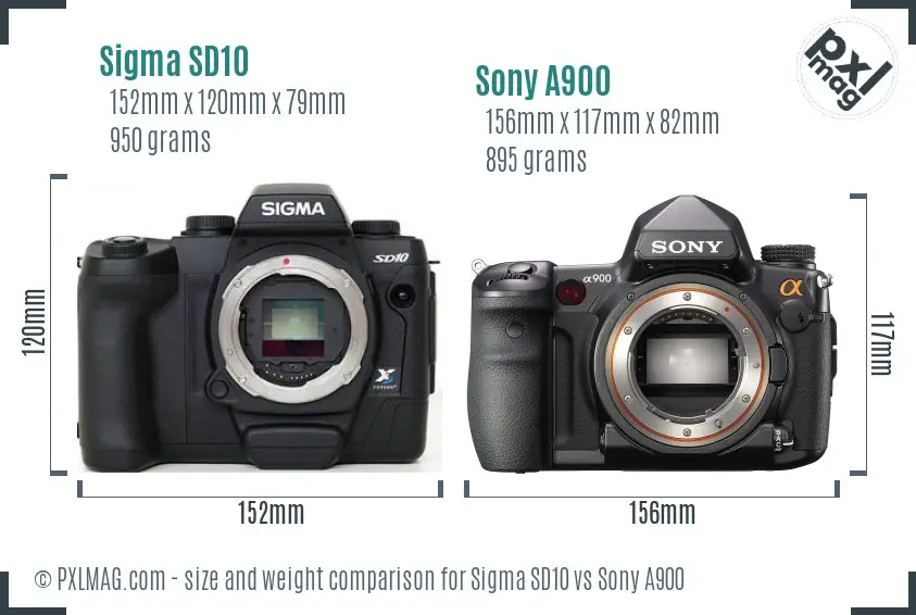 Sigma SD10 vs Sony A900 size comparison Sigma SD10 vs Sony A900 size comparison