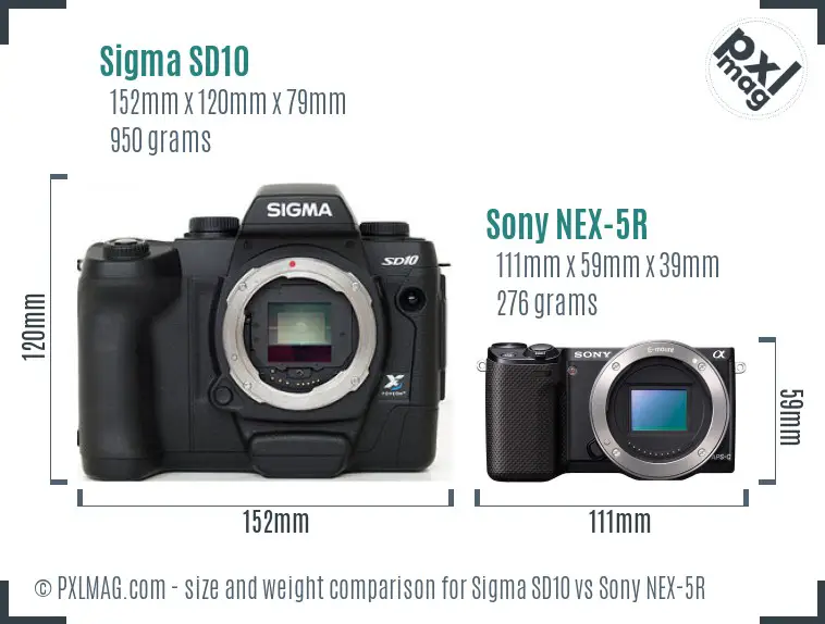 Sigma SD10 vs Sony NEX-5R size comparison