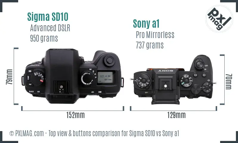 Sigma SD10 vs Sony a1 top view buttons comparison