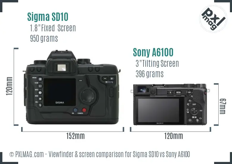 Sigma SD10 vs Sony A6100 Screen and Viewfinder comparison