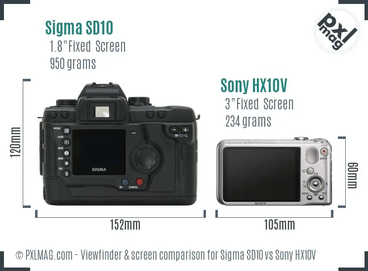 Sigma SD10 vs Sony HX10V Screen and Viewfinder comparison Sigma SD10 vs Sony HX10V Screen and Viewfinder comparison