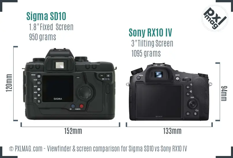 Sigma SD10 vs Sony RX10 IV Screen and Viewfinder comparison Sigma SD10 vs Sony RX10 IV Screen and Viewfinder comparison