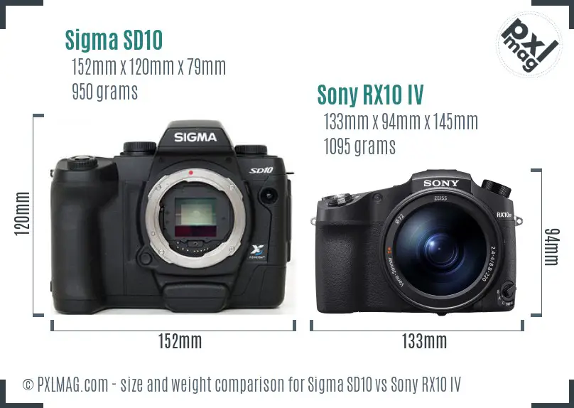 Sigma SD10 vs Sony RX10 IV size comparison Sigma SD10 vs Sony RX10 IV size comparison