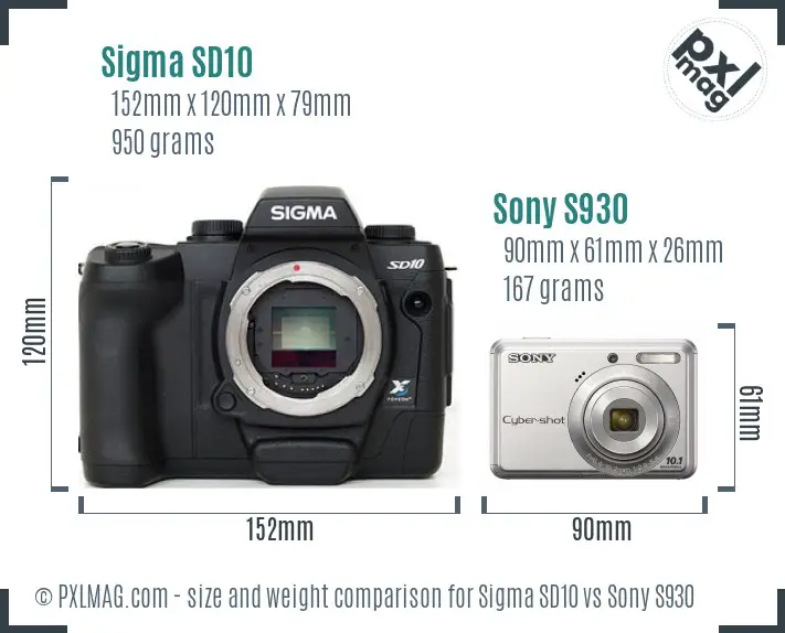 Sigma SD10 vs Sony S930 size comparison