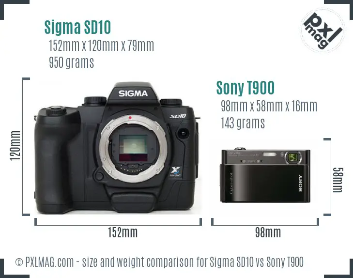 Sigma SD10 vs Sony T900 size comparison