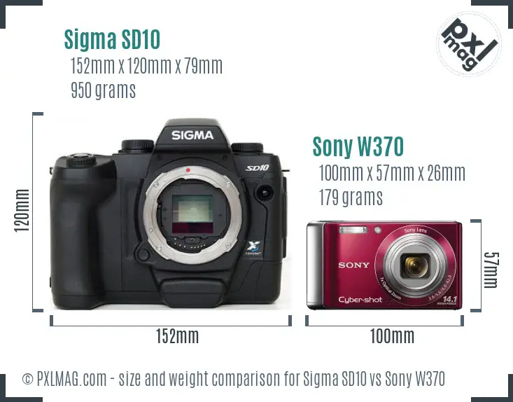 Sigma SD10 vs Sony W370 size comparison