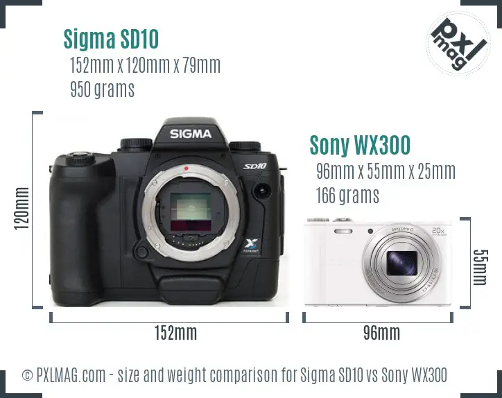 Sigma SD10 vs Sony WX300 size comparison