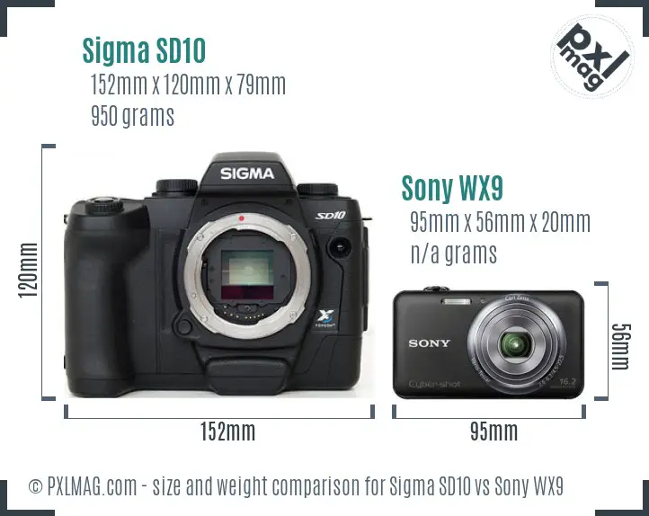 Sigma SD10 vs Sony WX9 size comparison