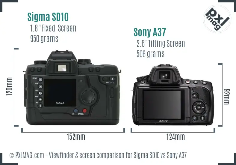 Sigma SD10 vs Sony A37 Screen and Viewfinder comparison