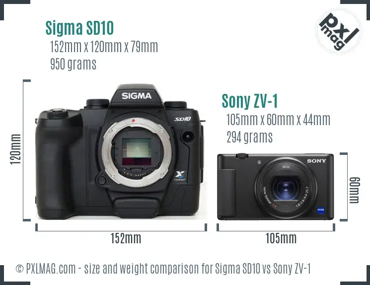 Sigma SD10 vs Sony ZV-1 size comparison