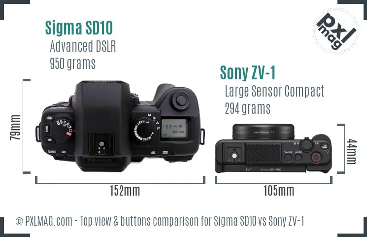 Sigma SD10 vs Sony ZV-1 top view buttons comparison