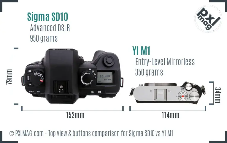 Sigma SD10 vs YI M1 top view buttons comparison