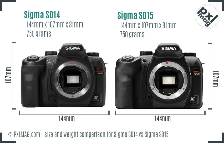 Sigma SD14 vs Sigma SD15 size comparison