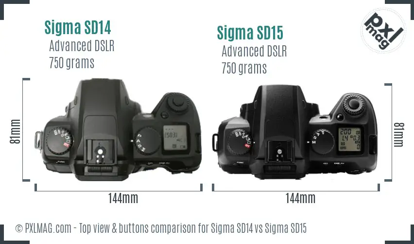 Sigma SD14 vs Sigma SD15 top view buttons comparison