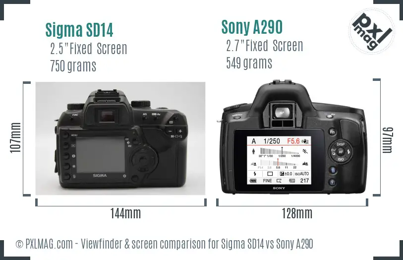 Sigma SD14 vs Sony A290 Screen and Viewfinder comparison