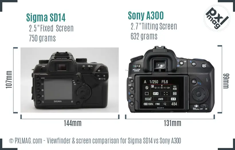 Sigma SD14 vs Sony A300 Screen and Viewfinder comparison