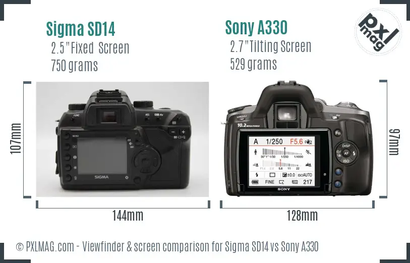 Sigma SD14 vs Sony A330 Screen and Viewfinder comparison Sigma SD14 vs Sony A330 Screen and Viewfinder comparison