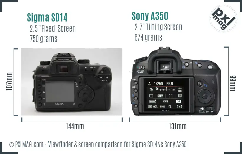 Sigma SD14 vs Sony A350 Screen and Viewfinder comparison Sigma SD14 vs Sony A350 Screen and Viewfinder comparison