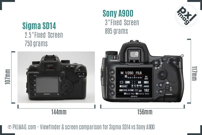 Sigma SD14 vs Sony A900 Screen and Viewfinder comparison