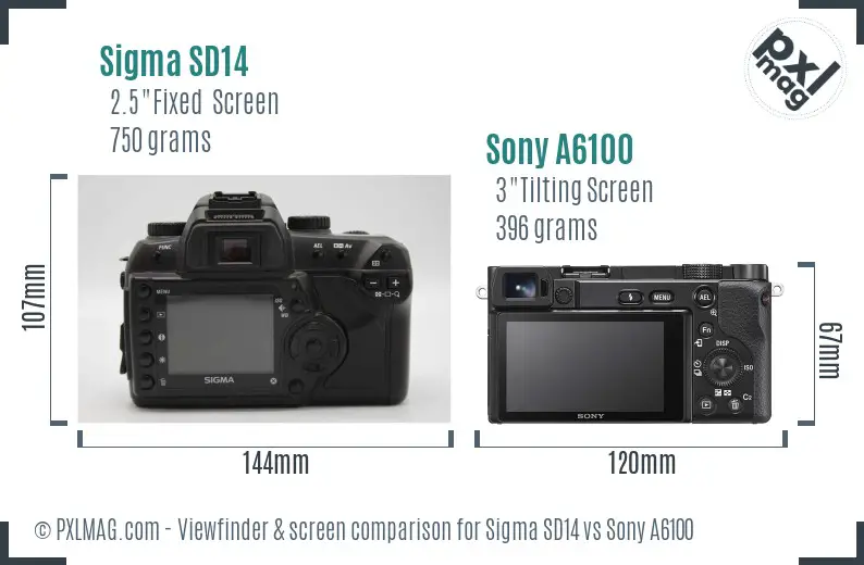 Sigma SD14 vs Sony A6100 Screen and Viewfinder comparison