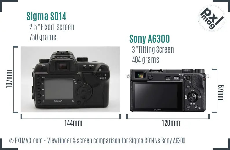 Sigma SD14 vs Sony A6300 Screen and Viewfinder comparison