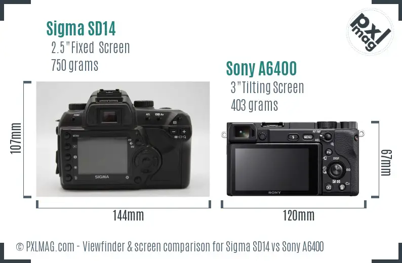 Sigma SD14 vs Sony A6400 Screen and Viewfinder comparison Sigma SD14 vs Sony A6400 Screen and Viewfinder comparison