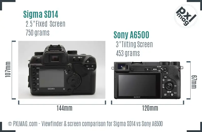 Sigma SD14 vs Sony A6500 Screen and Viewfinder comparison Sigma SD14 vs Sony A6500 Screen and Viewfinder comparison