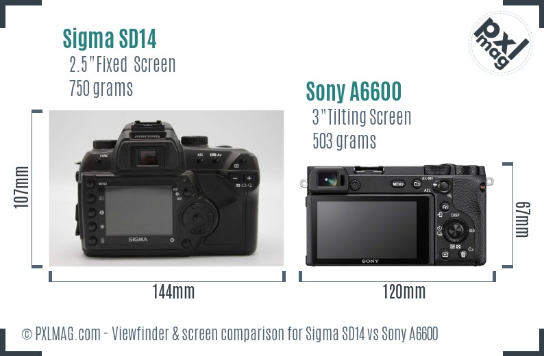 Sigma SD14 vs Sony A6600 Screen and Viewfinder comparison