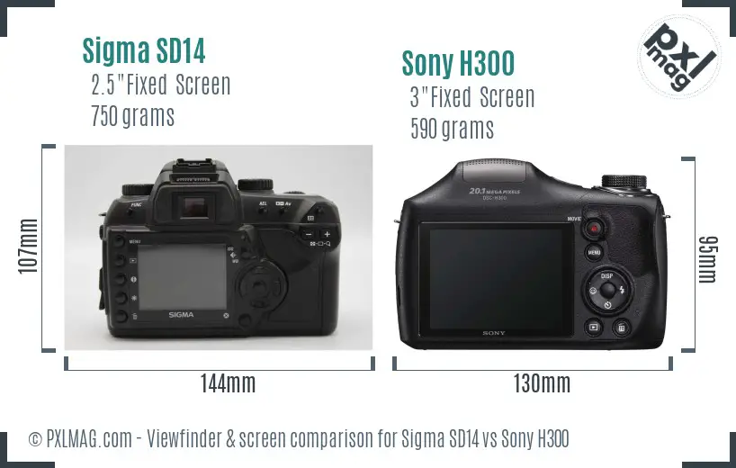 Sigma SD14 vs Sony H300 Screen and Viewfinder comparison