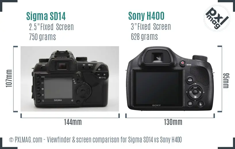 Sigma SD14 vs Sony H400 Screen and Viewfinder comparison