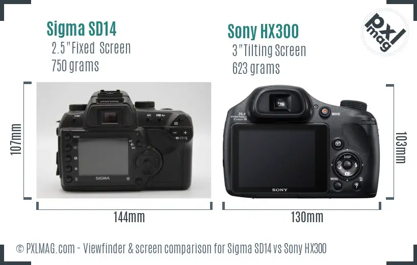 Sigma SD14 vs Sony HX300 Screen and Viewfinder comparison Sigma SD14 vs Sony HX300 Screen and Viewfinder comparison