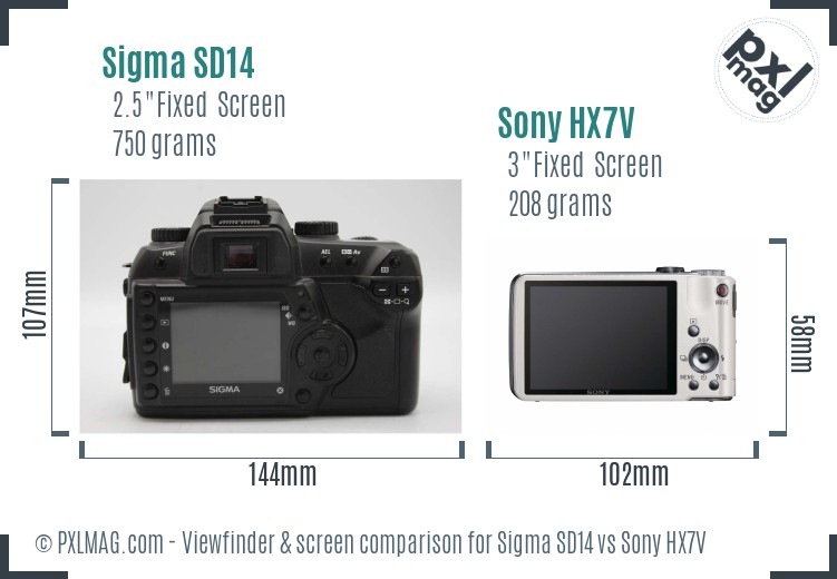 Sigma SD14 vs Sony HX7V Screen and Viewfinder comparison