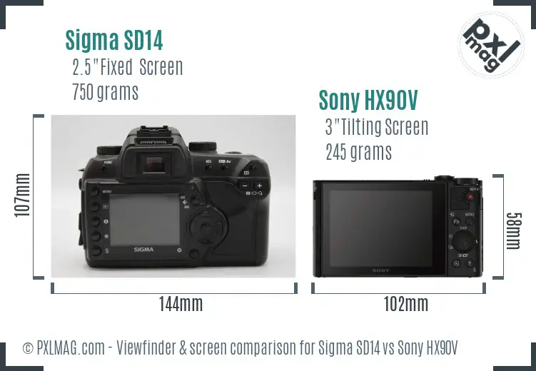 Sigma SD14 vs Sony HX90V Screen and Viewfinder comparison Sigma SD14 vs Sony HX90V Screen and Viewfinder comparison