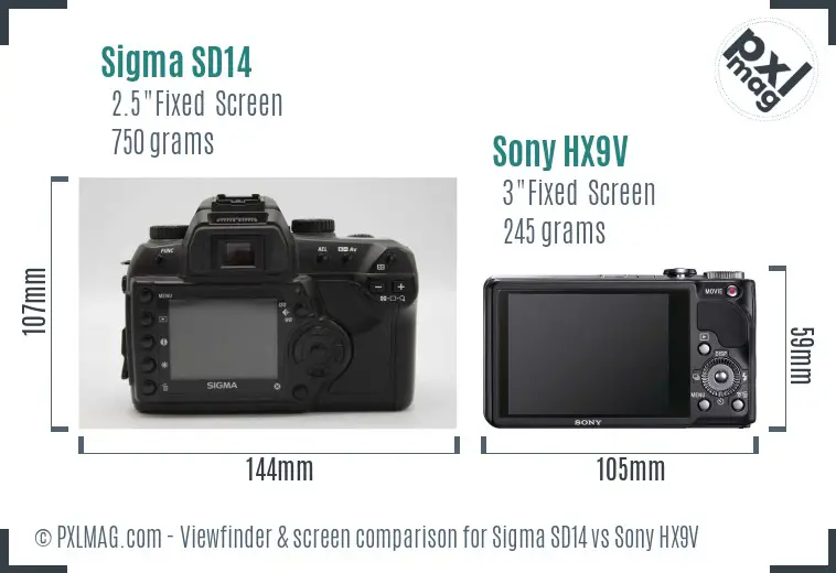 Sigma SD14 vs Sony HX9V Screen and Viewfinder comparison Sigma SD14 vs Sony HX9V Screen and Viewfinder comparison