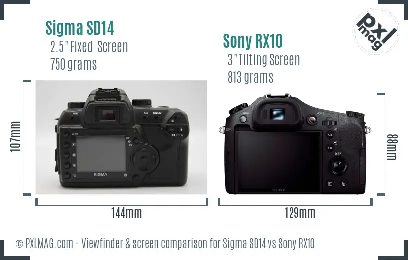 Sigma SD14 vs Sony RX10 Screen and Viewfinder comparison Sigma SD14 vs Sony RX10 Screen and Viewfinder comparison