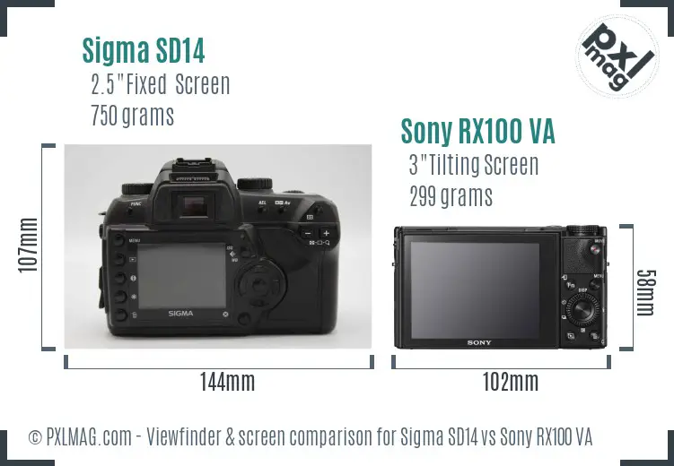 Sigma SD14 vs Sony RX100 VA Screen and Viewfinder comparison