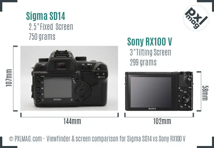 Sigma SD14 vs Sony RX100 V Screen and Viewfinder comparison Sigma SD14 vs Sony RX100 V Screen and Viewfinder comparison