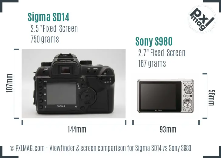 Sigma SD14 vs Sony S980 Screen and Viewfinder comparison