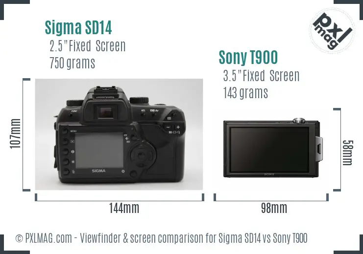 Sigma SD14 vs Sony T900 Screen and Viewfinder comparison