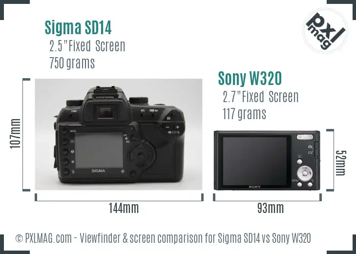 Sigma SD14 vs Sony W320 Screen and Viewfinder comparison