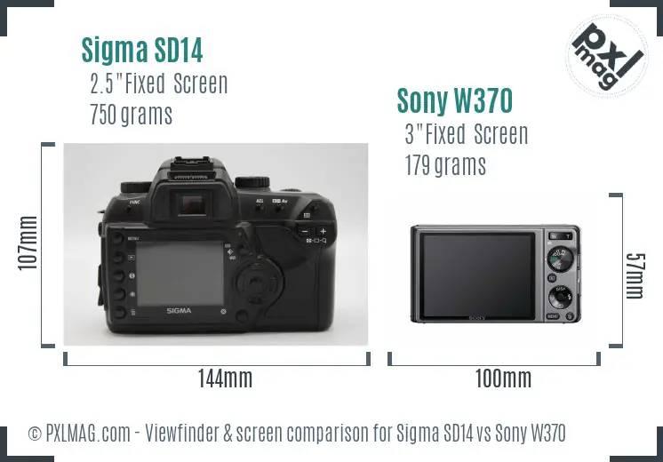 Sigma SD14 vs Sony W370 Screen and Viewfinder comparison